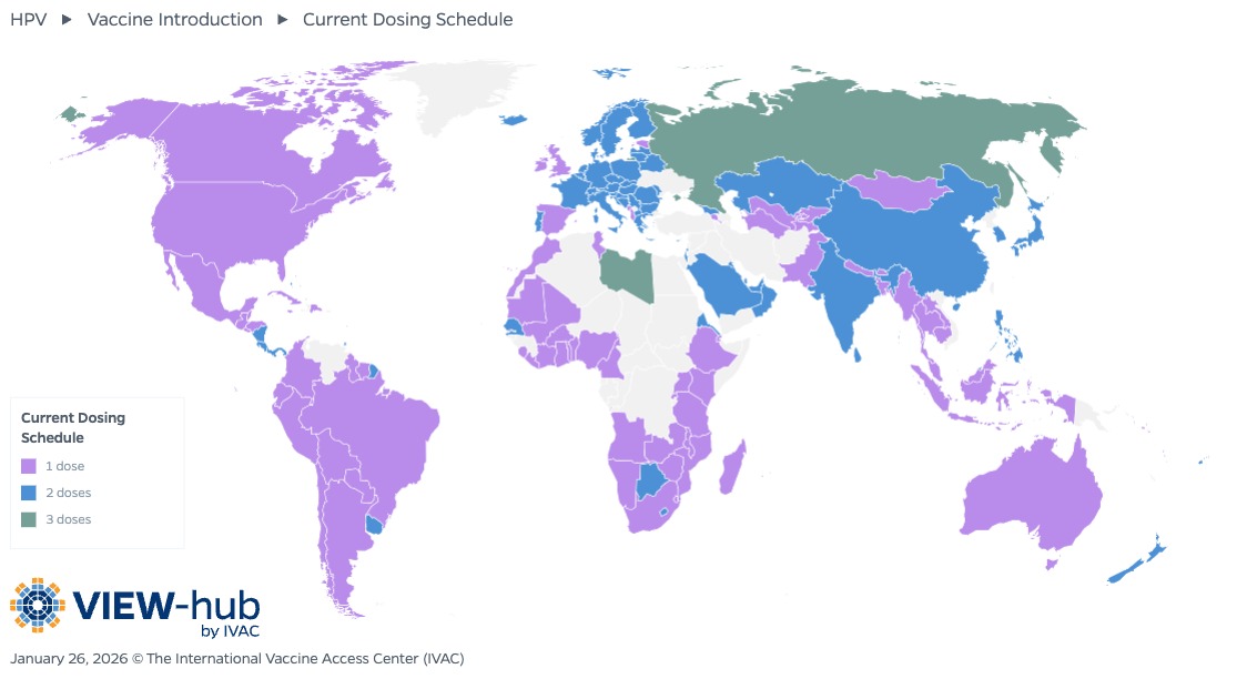 VIEW-hub HPV Current Dosing Schedule map