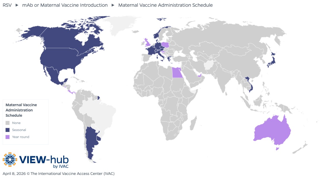 VIEW-hub RSV maternal vaccine schedule map