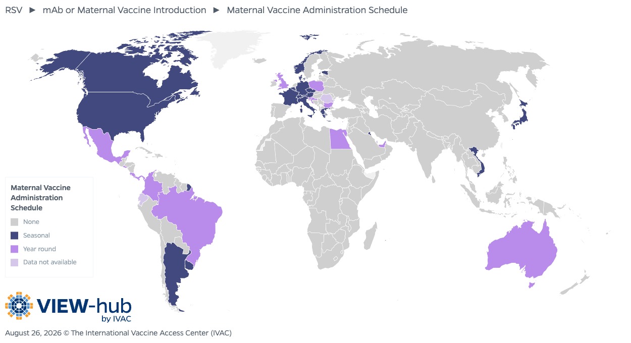 VIEW-hub RSV maternal vaccine schedule map