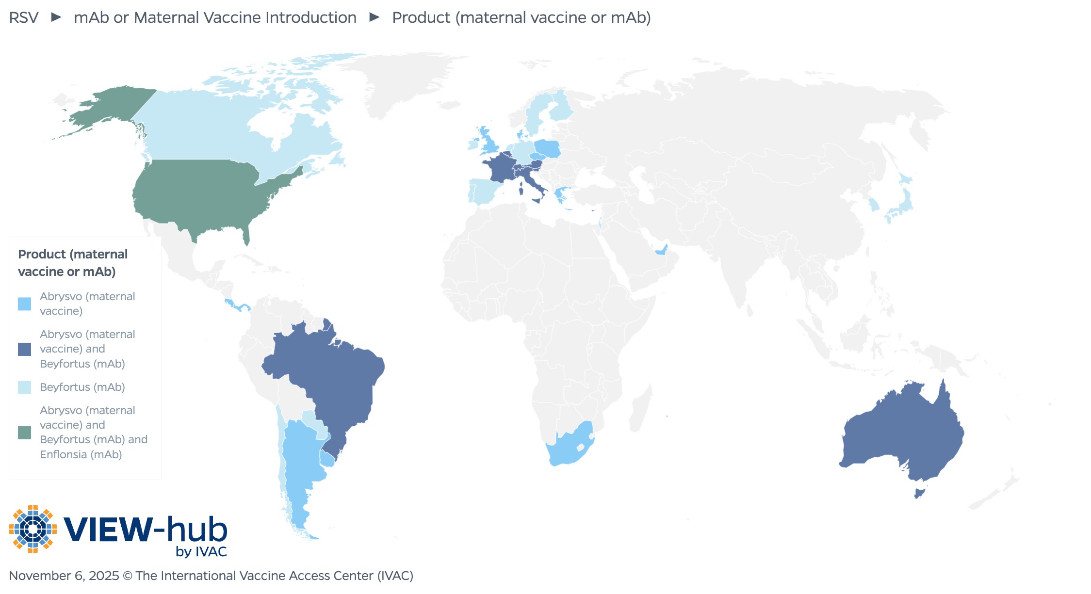 VIEW-hub map of RSV prevention products