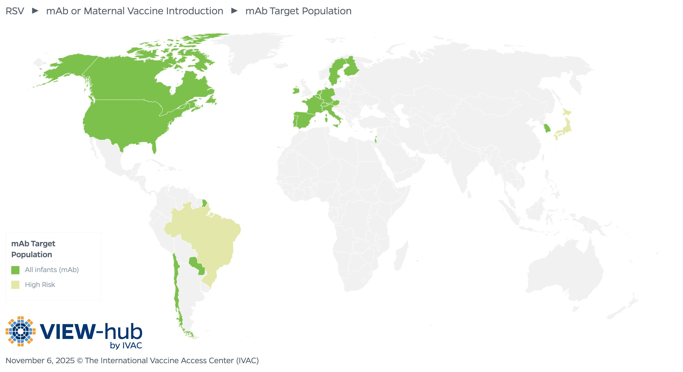 VIEW-hub map of RSV monoclonal antibody target population