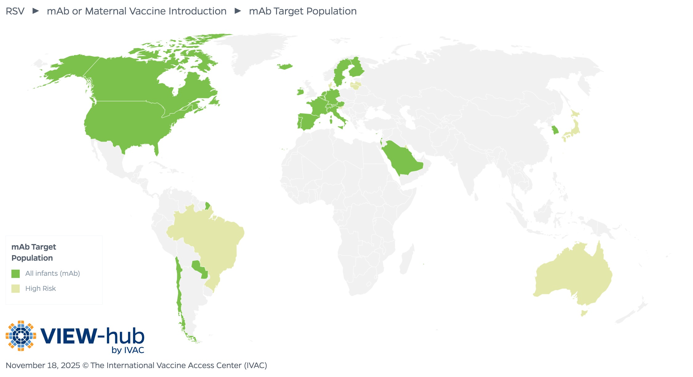 VIEW-hub map of RSV monoclonal antibody target population
