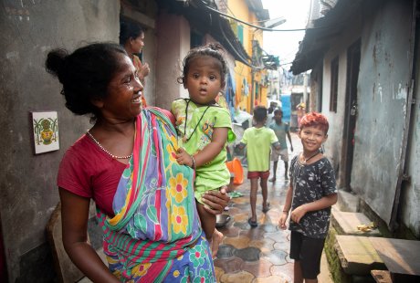 Woman holding child