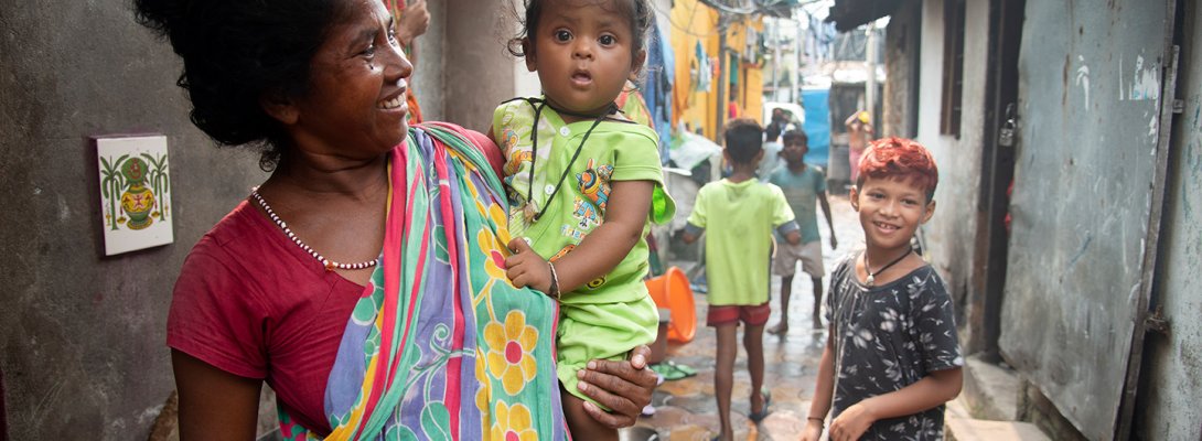 Woman holding child