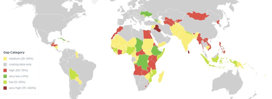Map of costing, financing and funding gap data