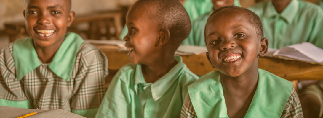 Children sitting at school desks